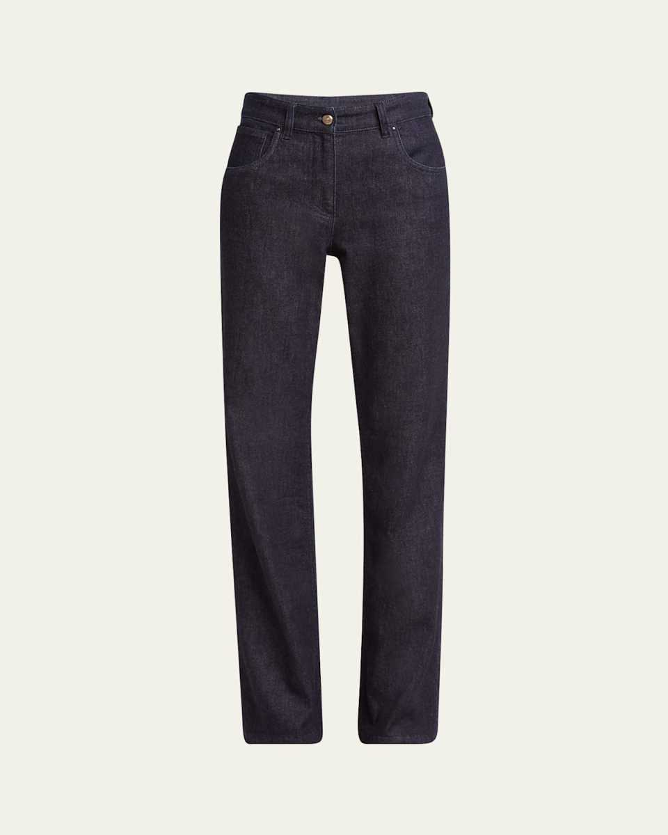 Cotton-Cashmere Denim Straight-Leg Trousers